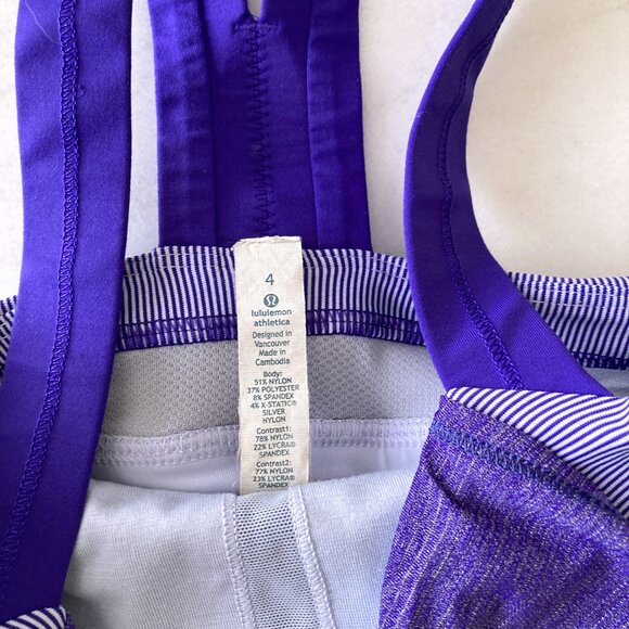 Lululemon Rest Less Tank top / 2 in 1 with built-in bra, purple (size 4) - Picture 2 of 10